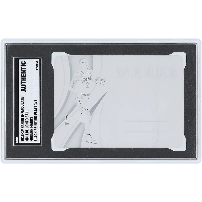 Lonzo Ball Los Angeles Lakers 2018-19 Panini Immaculate Collection Plaque d'impression noire #MM-LBL #1/1 SGC Carte d'authentification authentifiée