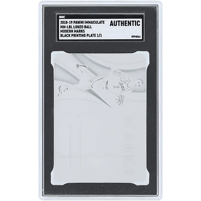 Lonzo Ball Los Angeles Lakers 2018-19 Panini Immaculate Collection Plaque d'impression noire #MM-LBL #1/1 SGC Carte d'authentification authentifiée
