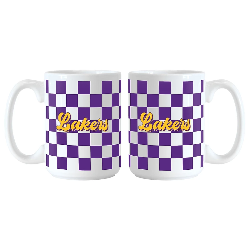 Lot de 2 tasses à logo à carreaux Los Angeles Lakers de 15 oz