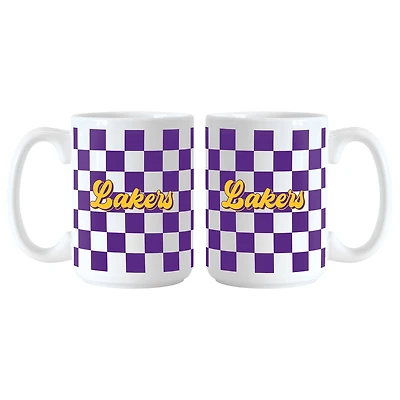 Lot de 2 tasses à logo à carreaux Los Angeles Lakers de 15 oz