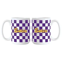Lot de 2 tasses à logo à carreaux Los Angeles Lakers de 15 oz
