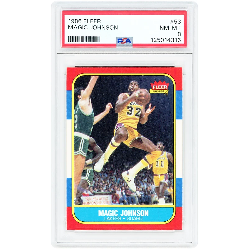 Carte Magic Johnson Los Angeles Lakers 1986-87 Fleer n° 53 authentifiée PSA 8