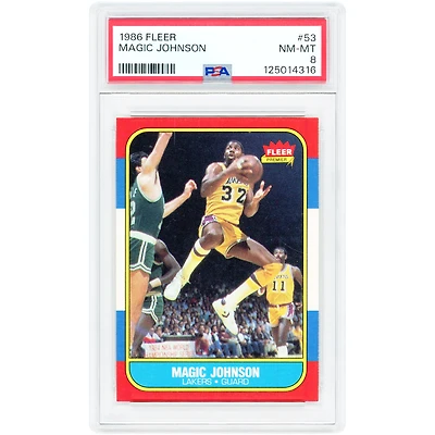 Carte Magic Johnson Los Angeles Lakers 1986-87 Fleer n° 53 authentifiée PSA 8