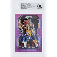 Magic Johnson Los Angeles Lakers Autographié 2021-22 Panini Prizm Purple Wave Prizm #248 Beckett Fanatics Witnessed Authenticated Card
