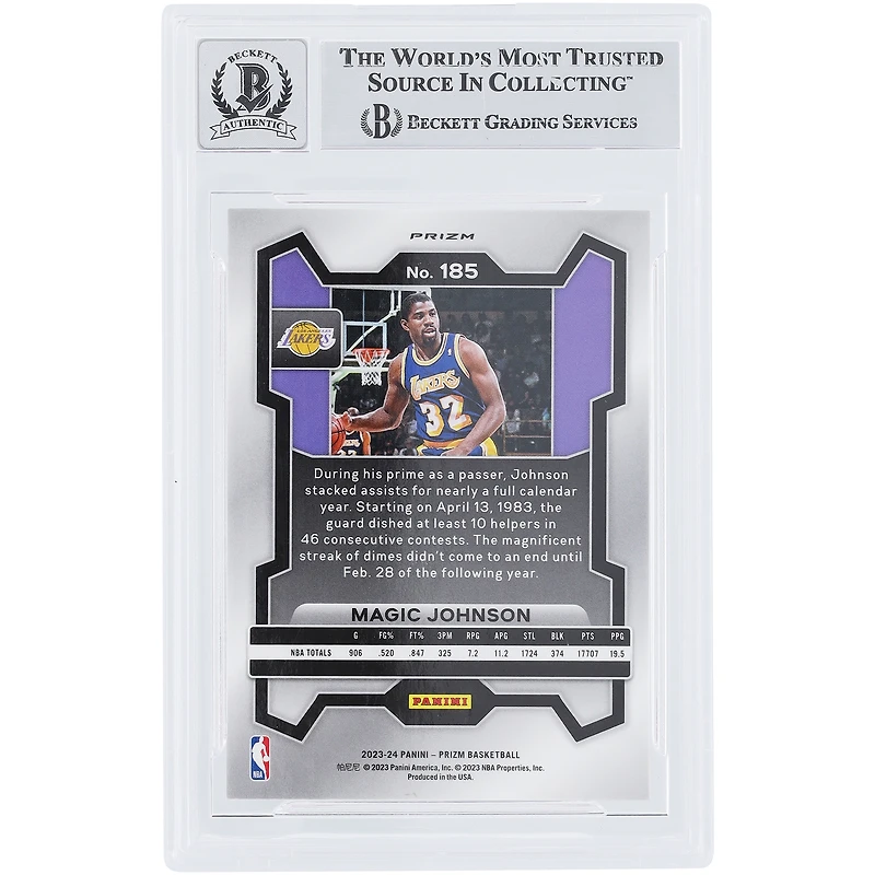 Magic Johnson Los Angeles Lakers Autographed 2023-24 Panini Prizm Pink Ice Prizm #185 Beckett Fanatics Witnessed Authenticated 10 Card