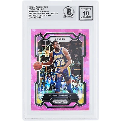 Magic Johnson Los Angeles Lakers Autographed 2023-24 Panini Prizm Pink Ice Prizm #185 Beckett Fanatics Witnessed Authenticated 10 Card