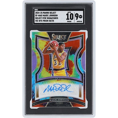 Magic Johnson Los Angeles Lakers Autographié 2024-25 Panini Select Select Few Tie-Dye Prizm #SF-MAG #20/25 SGC Authentifié 9/10 Carte