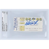 Magic Johnson Los Angeles Lakers Autographed 5000th Assist Milestone Game Ticket - BAS Authenticated Graded 6