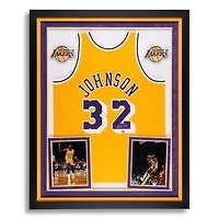 Maillot Swingman Mitchell & Ness encadré doré de luxe autographié par Magic Johnson des Los Angeles Lakers