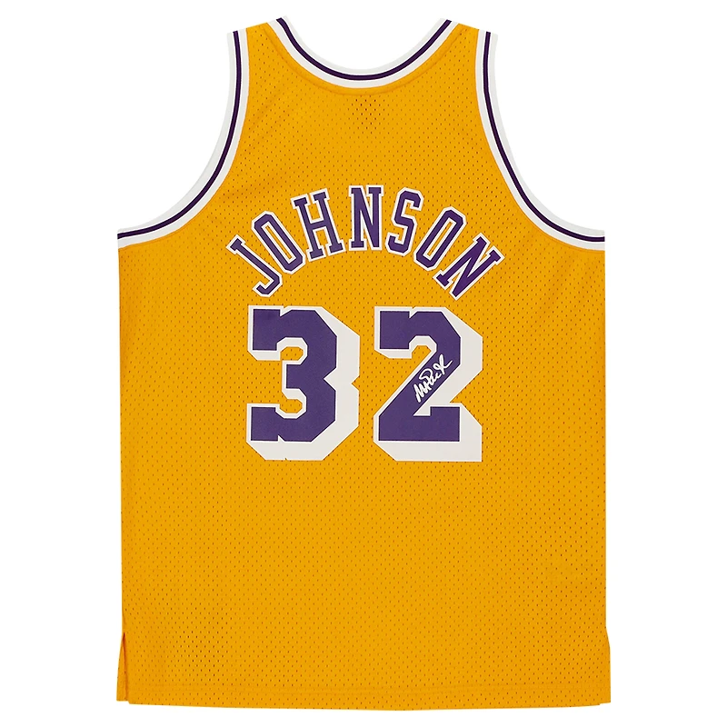 Magic Johnson Los Angeles Lakers Autographed Gold Mitchell & Ness Hardwood Classics Swingman Jersey