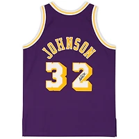 Maillot authentique Mitchell & Ness violet autographié de Magic Johnson, Los Angeles Lakers