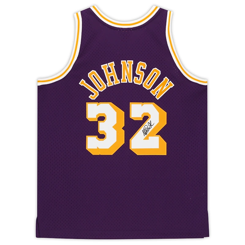 Magic Johnson Los Angeles Lakers Autographed Purple Mitchell & Ness Hardwood Classics Swingman Jersey