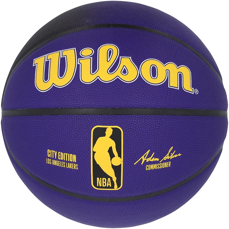 Ballon de basket-ball de collection dédicacé Wilson 2024-25 City Edition par Magic Johnson des Los Angeles Lakers