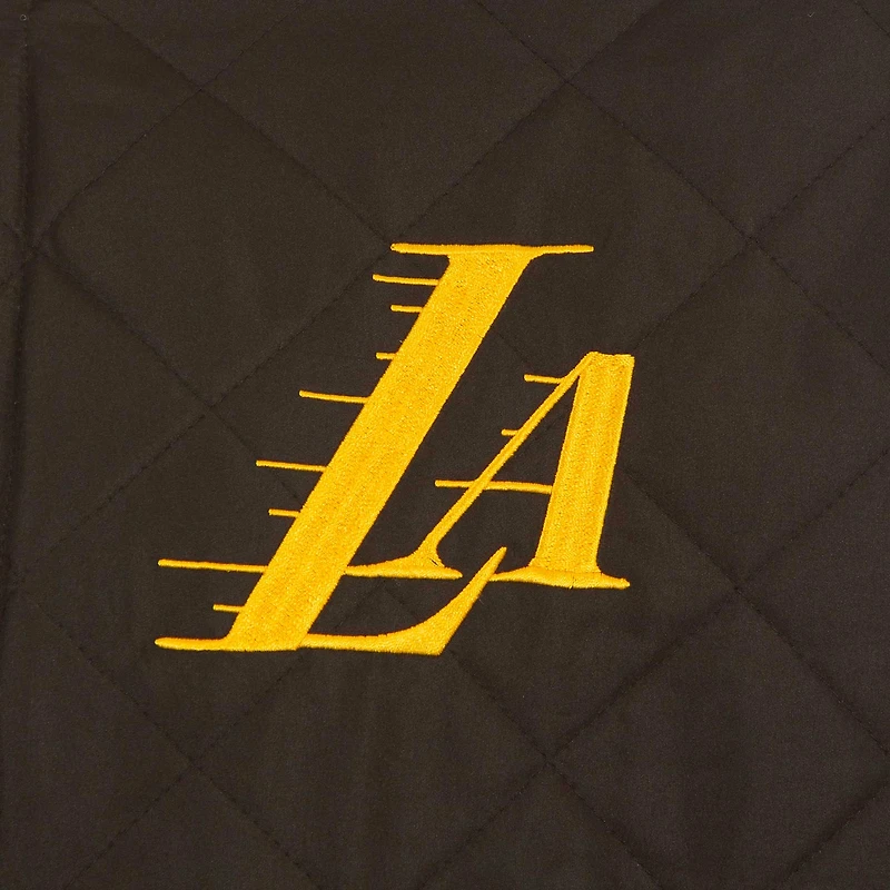 Veste réversible en laine noire à fermeture éclair complète JH Design pour homme des Los Angeles Lakers