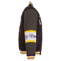 Veste réversible en laine noire à fermeture éclair complète JH Design pour homme des Los Angeles Lakers