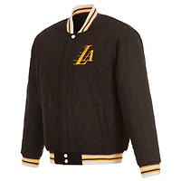 Veste réversible en laine noire à fermeture éclair complète JH Design pour homme des Los Angeles Lakers