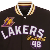 Veste réversible en laine noire à fermeture éclair complète JH Design pour homme des Los Angeles Lakers