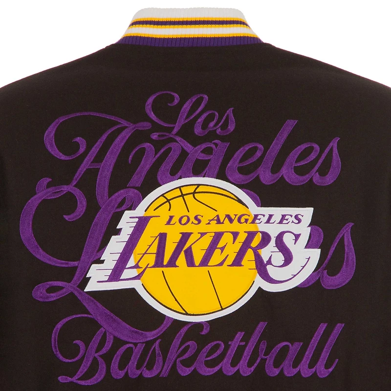 Men's JH Design  Black Los Angeles Lakers Reversible Wool Full-Zip Jacket