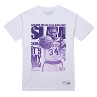 Men's Mitchell & Ness Shaquille O'Neal White Los Angeles Lakers SLAM Gradient T-Shirt