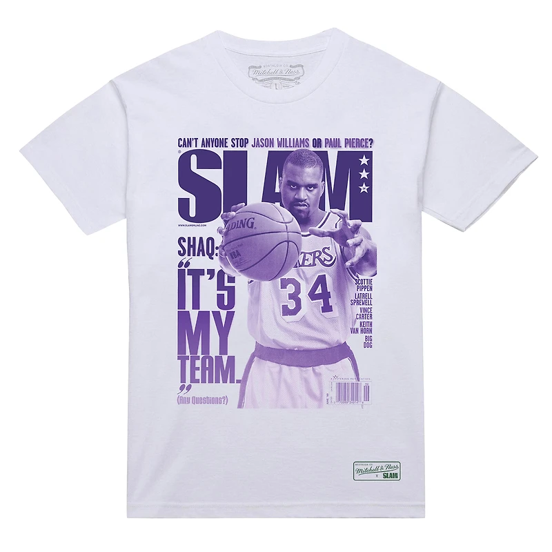 Men's Mitchell & Ness Shaquille O'Neal White Los Angeles Lakers SLAM Gradient T-Shirt
