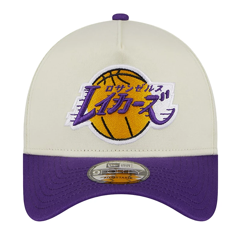 Men's New Era  Cream Los Angeles Lakers Hyperfly A-Frame 9FORTY Adjustable Hat