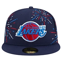 Casquette ajustée 59FIFTY Americana Fireworks des Lakers de Los Angeles New Era pour homme, bleu marine