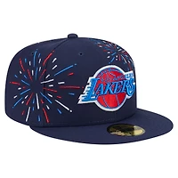 Casquette ajustée 59FIFTY Americana Fireworks des Lakers de Los Angeles New Era pour homme, bleu marine