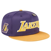 Men's New Era  Purple/Gold Los Angeles Lakers Throwback Satin Vintage Pin Two-Tone 59FIFTY Fitted Hat
