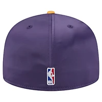 Men's New Era  Purple/Gold Los Angeles Lakers Throwback Satin Vintage Pin Two-Tone 59FIFTY Fitted Hat