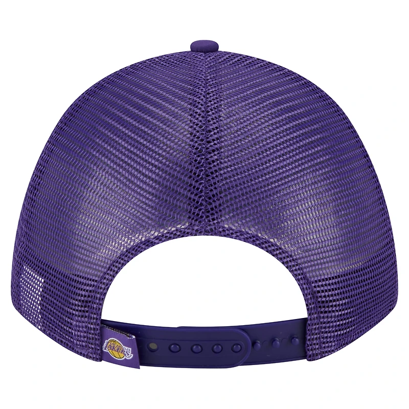 Men's New Era  Purple Los Angeles Lakers Minimalist A-Frame 9FORTY Trucker Hat