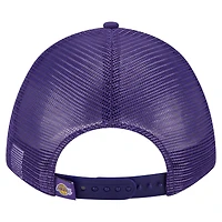 Men's New Era  Purple Los Angeles Lakers Minimalist A-Frame 9FORTY Trucker Hat