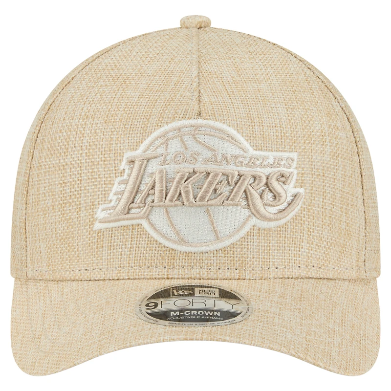 Men's New Era Tan Los Angeles Lakers Injection Woven A-Frame 9FORTY Adjustable Hat
