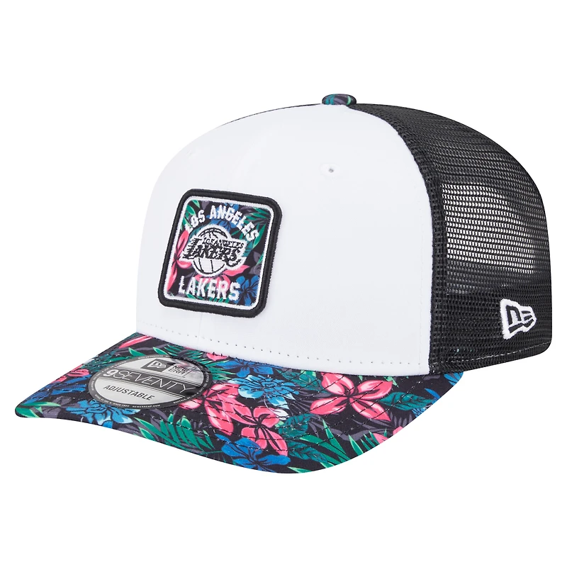 Casquette ajustable New Era blanche à motif floral Los Angeles Lakers 9SEVENTY pour homme