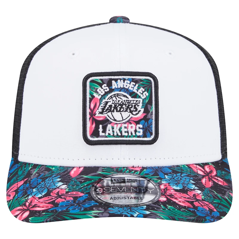 Casquette ajustable New Era blanche à motif floral Los Angeles Lakers 9SEVENTY pour homme