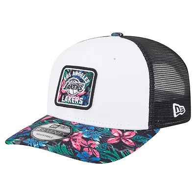 Casquette ajustable New Era blanche à motif floral Los Angeles Lakers 9SEVENTY pour homme