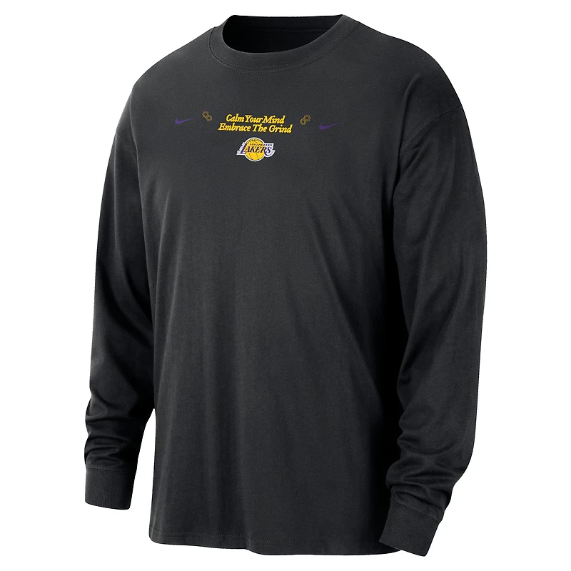 T-shirt à manches longues surdimensionné Nike Los Angeles Lakers Courtside pour homme Noir