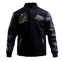 Veste Varsity entièrement zippée Pro Standard noire pour homme des Los Angeles Lakers