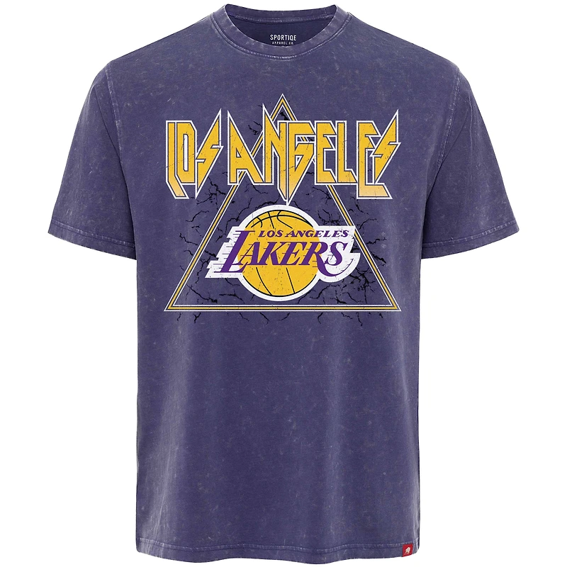 T-shirt Sportiqe violet pour homme Los Angeles Lakers Distressed Rock & Roll Collection Angus Premium Mineral Wash