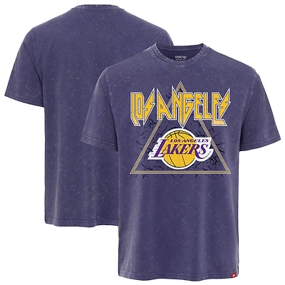 T-shirt Sportiqe violet pour homme Los Angeles Lakers Distressed Rock & Roll Collection Angus Premium Mineral Wash
