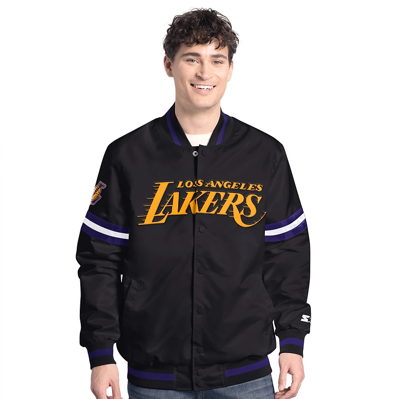 Veste à boutons-pression complète Scout Varsity des Los Angeles Lakers Starter pour homme noire