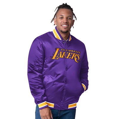 Men's Starter  Purple Los Angeles Lakers Reversible Satin Full-Snap Varsity Jacket