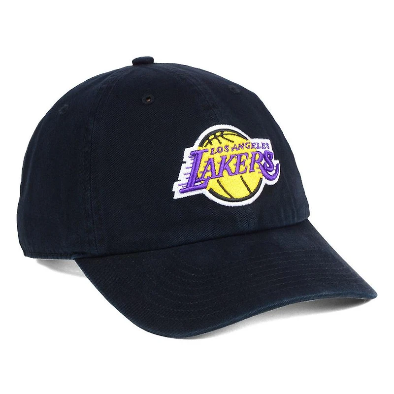Men's '47 Black Los Angeles Lakers Core Logo Clean Up Adjustable Hat
