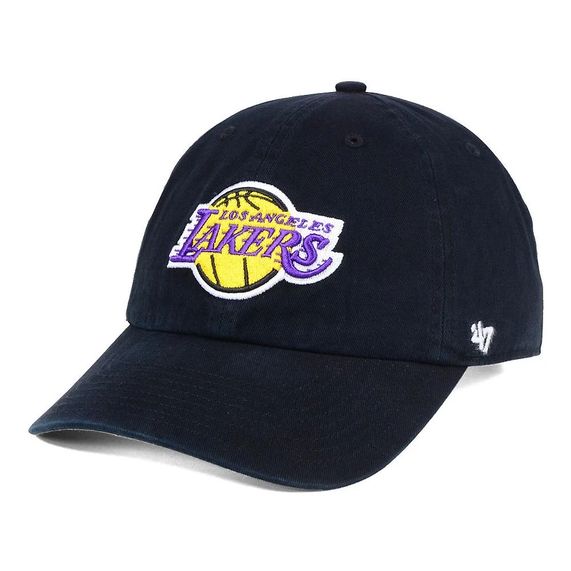 Men's '47 Black Los Angeles Lakers Core Logo Clean Up Adjustable Hat