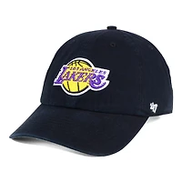 Men's '47  Black Los Angeles Lakers Core Logo Clean Up Adjustable Hat