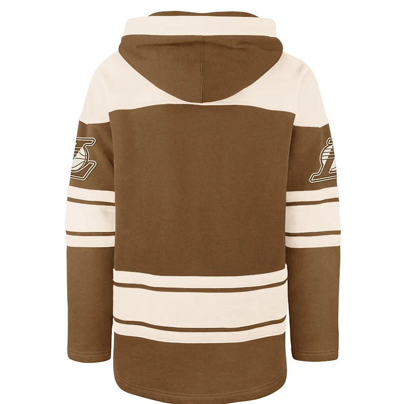 Men's '47  Brown/Cream Los Angeles Lakers Dark Fire Superior Lacer Hoodie