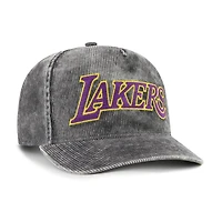 Chapeau à capuche ajustable en velours côtelé délavé à l'ancienne Los Angeles Lakers, coloris anthracite, modèle 47.