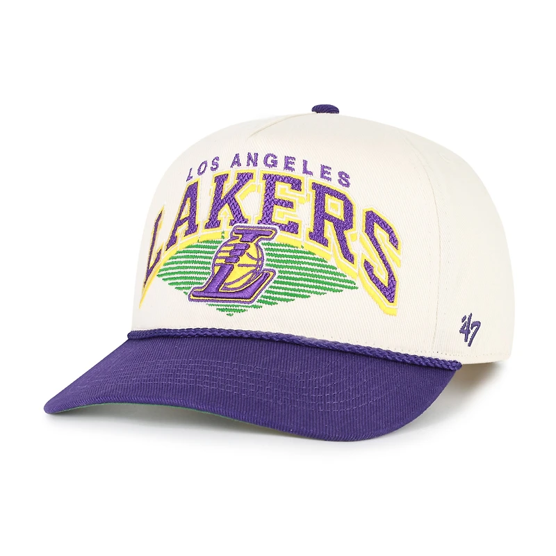 Casquette ajustable Pomona bicolore crème/violet pour homme des Los Angeles Lakers, modèle 1947
