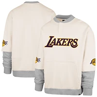 Men's '47 Cream Los Angeles Lakers Crossover Collection Trifecta Double Layered Fleece Sweatshirt