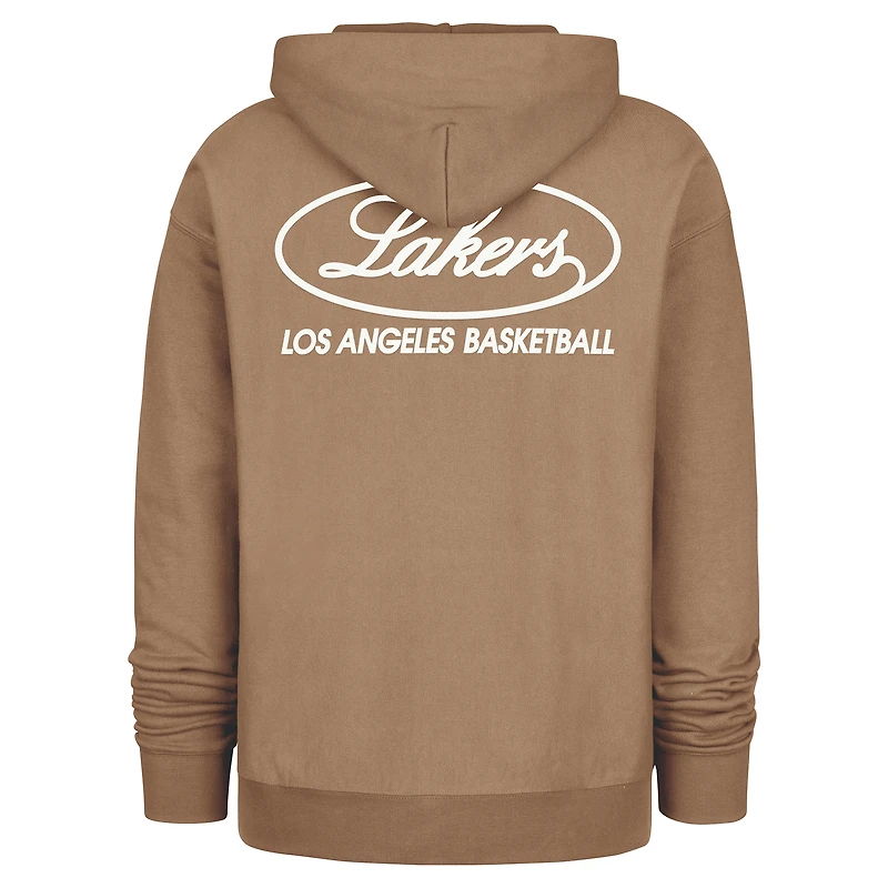 Men's '47 Khaki Los Angeles Lakers Triple Double Foundation Premium Hoodie Sweatshirt