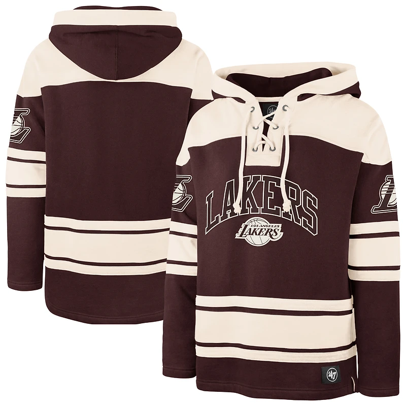 Men's '47  Maroon/Cream Los Angeles Lakers Dark Fire Superior Lacer Hoodie